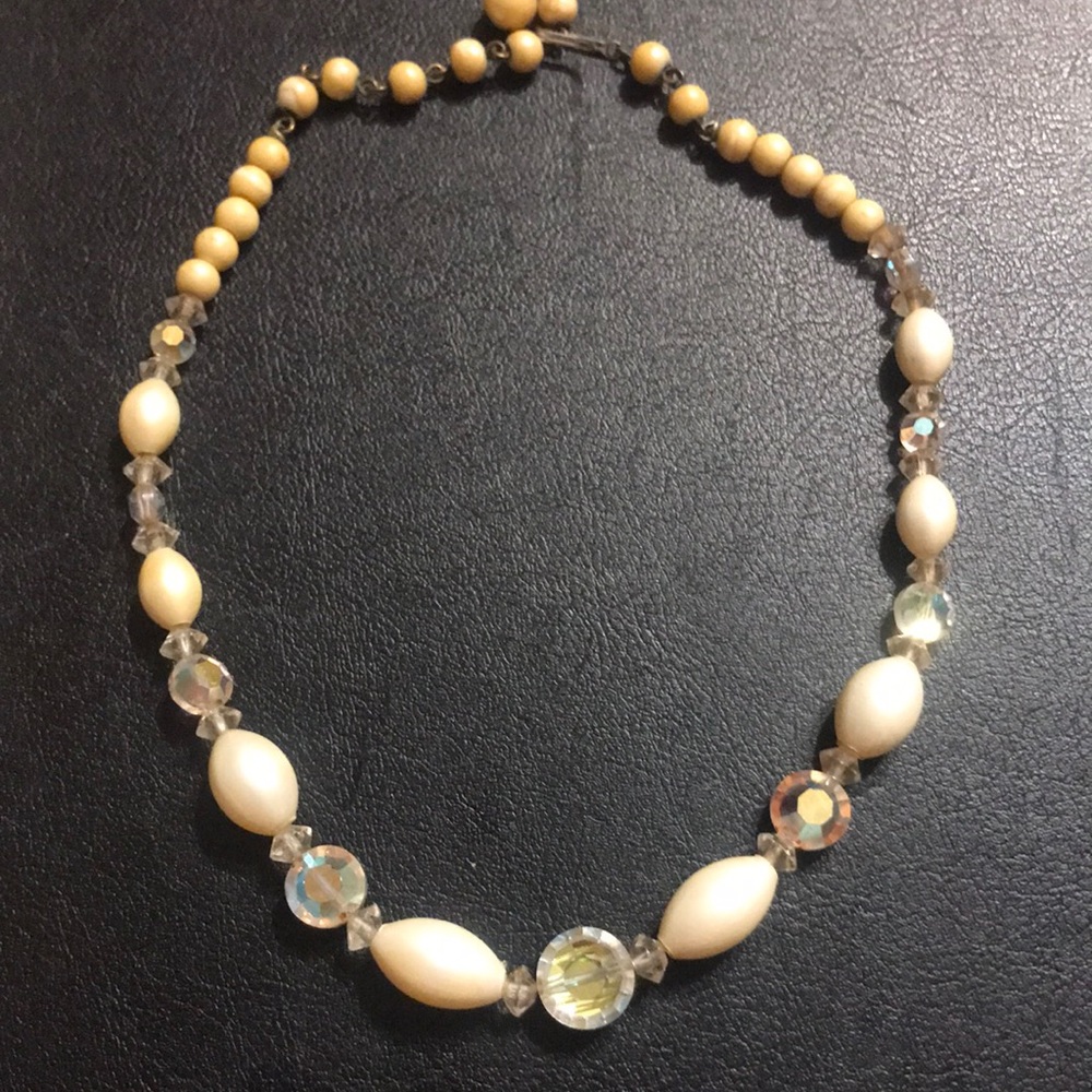Australian Crystal & White Lucite vintage necklace